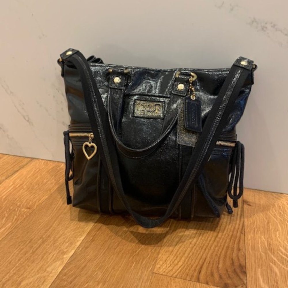 Coach Black Poppy Gloss Purse Tote